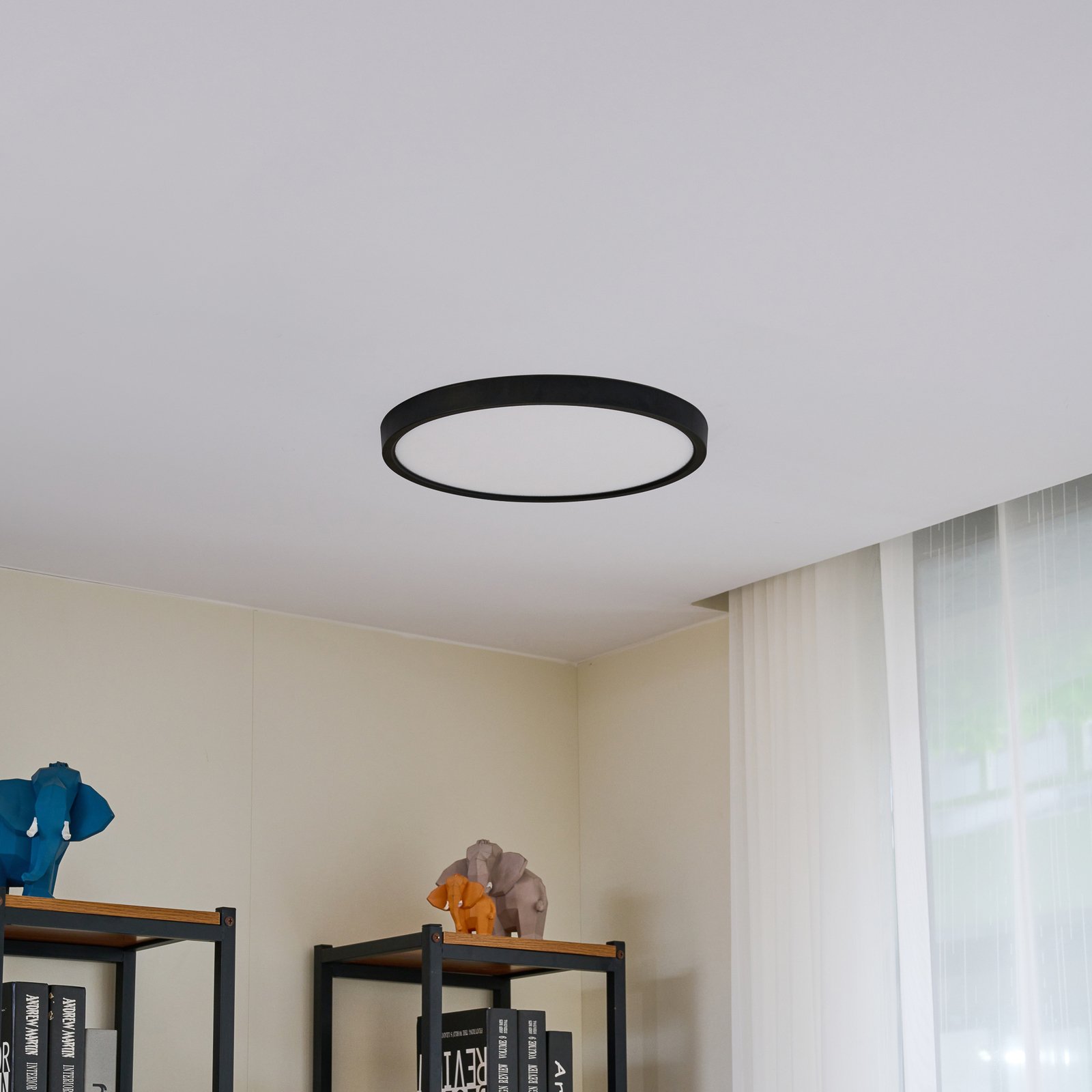 Lindby Smart LED stropna svetilka Pravin, Ø 40 cm, CCT, črna