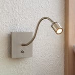 Applique murale LED Lindby Legera, 11 cm, couleur nickel, bras flexible