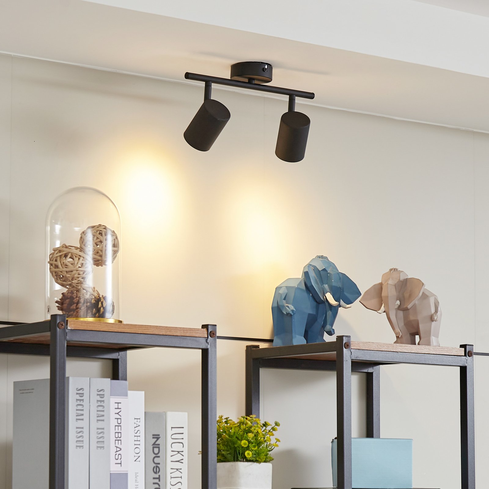 Lindby Deckenspot Jorell, schwarz, 31 cm, 2-flg., GU10
