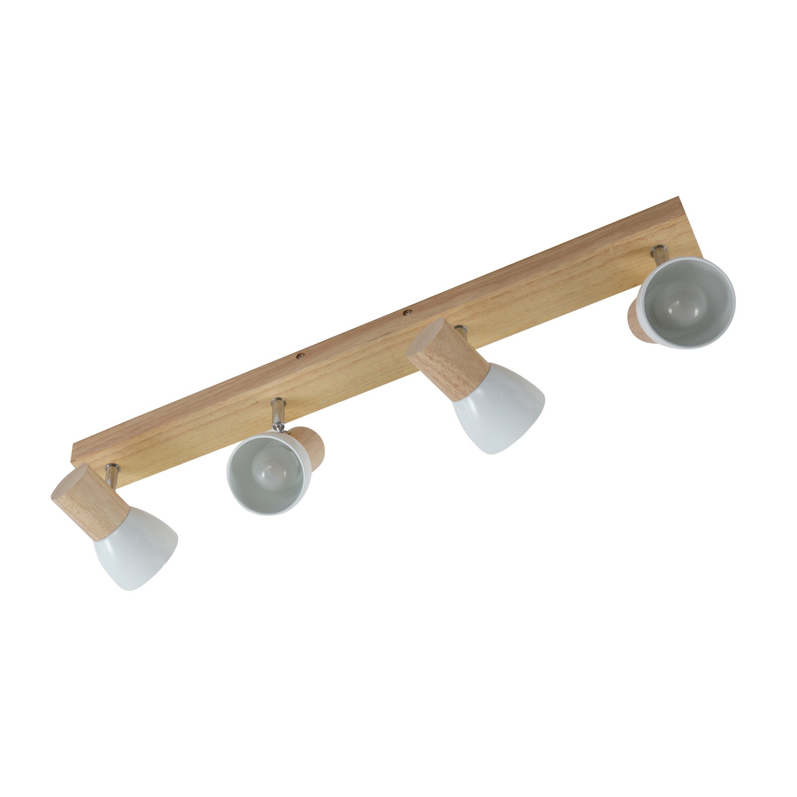 Lindby plafonieră Thorin, 67 cm, 4 becuri, alb, lemn, E14