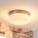 Łazienkowa lampa sufitowa Lindby Amilia, Ø 18 cm, E27, nikiel, szkło