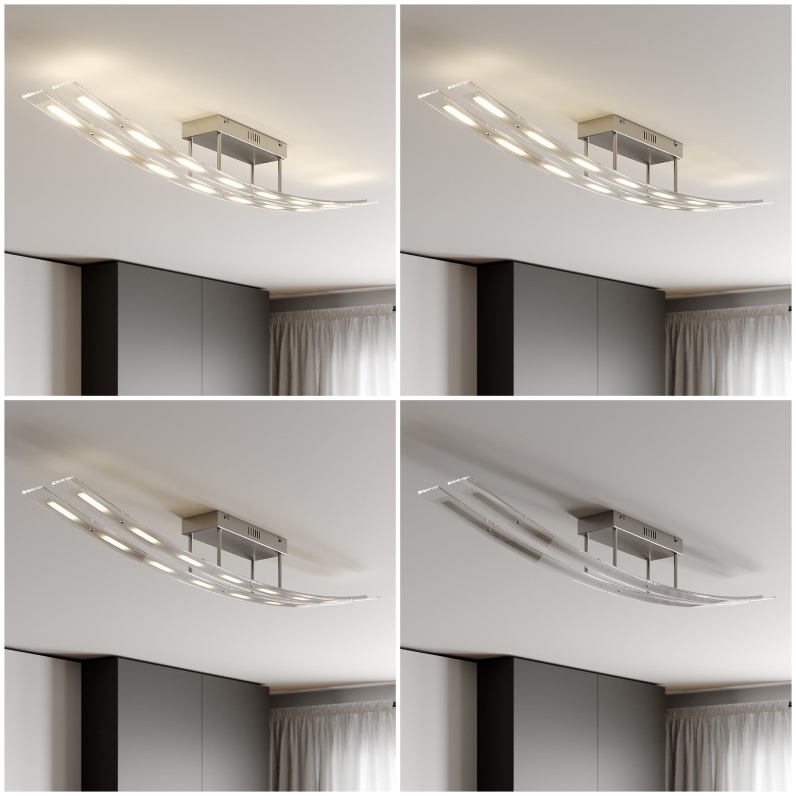 Lindby LED-Deckenleuchte Jarda, Glas, 134 cm lang, dimmbar