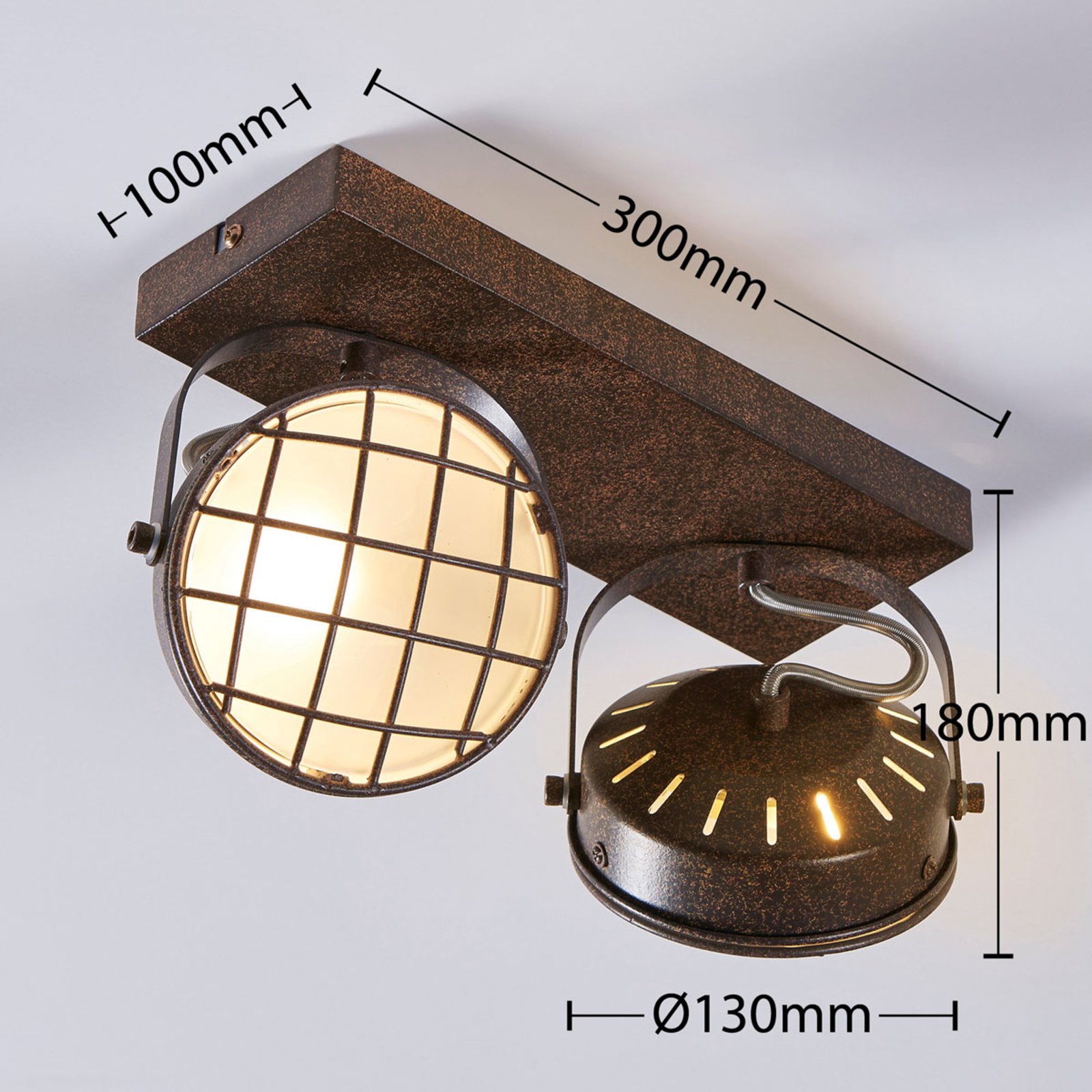 Lindby spotlámpa Tamin, rozsdaszínű, 2-lámpás, üveg, G9