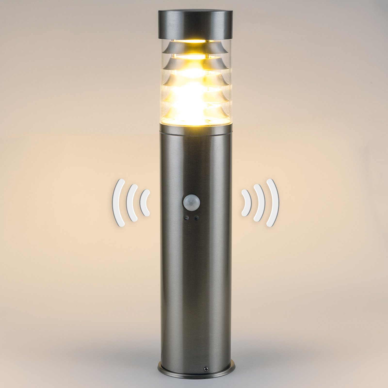 Luminaire pour socle à détecteur Saturn, acier inoxydable, hauteur 50 cm