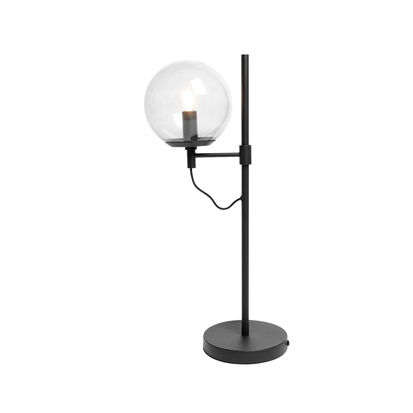Stolní lampa Lucande Sotiana, skleněný globus, černá barva