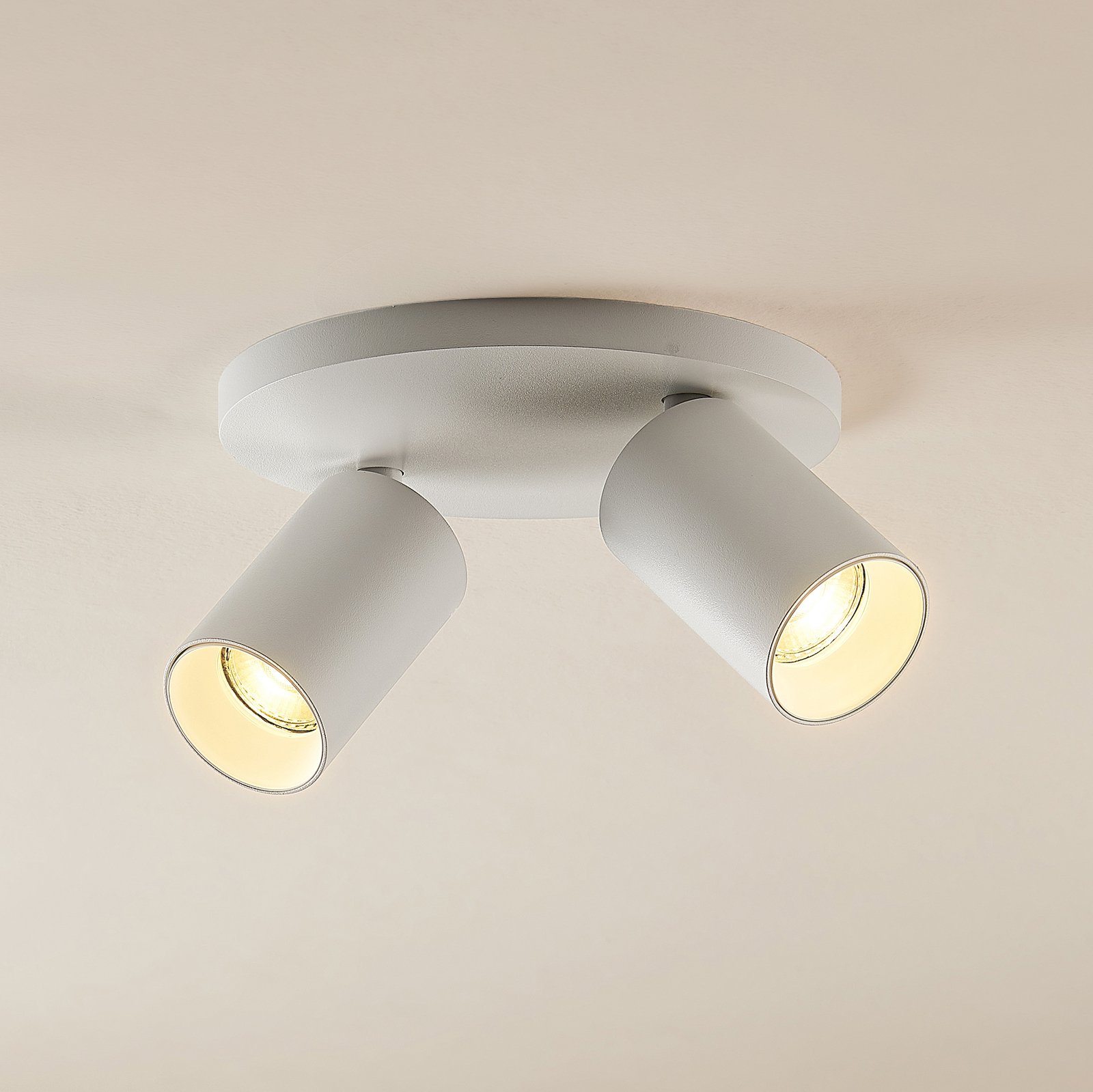 Arcchio Strahler Brinja, weiß, rund, Ø 6 cm, 2-flg., GU10