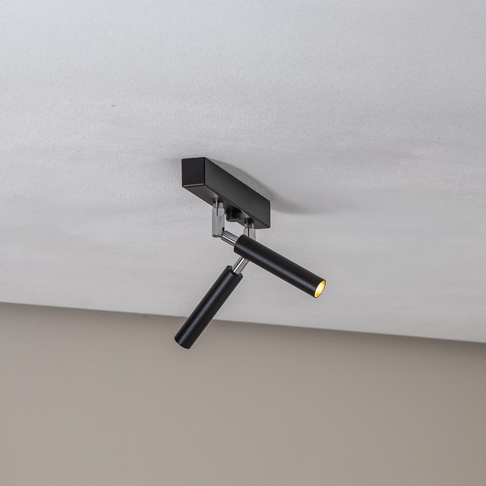 Euluna Nicanor Spot pour plafond noir/chrome à 2 lampes