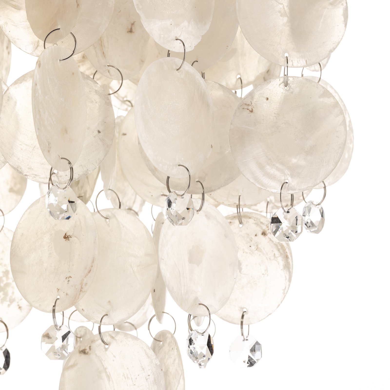 Makani table lamp, chrome, with shell decoration
