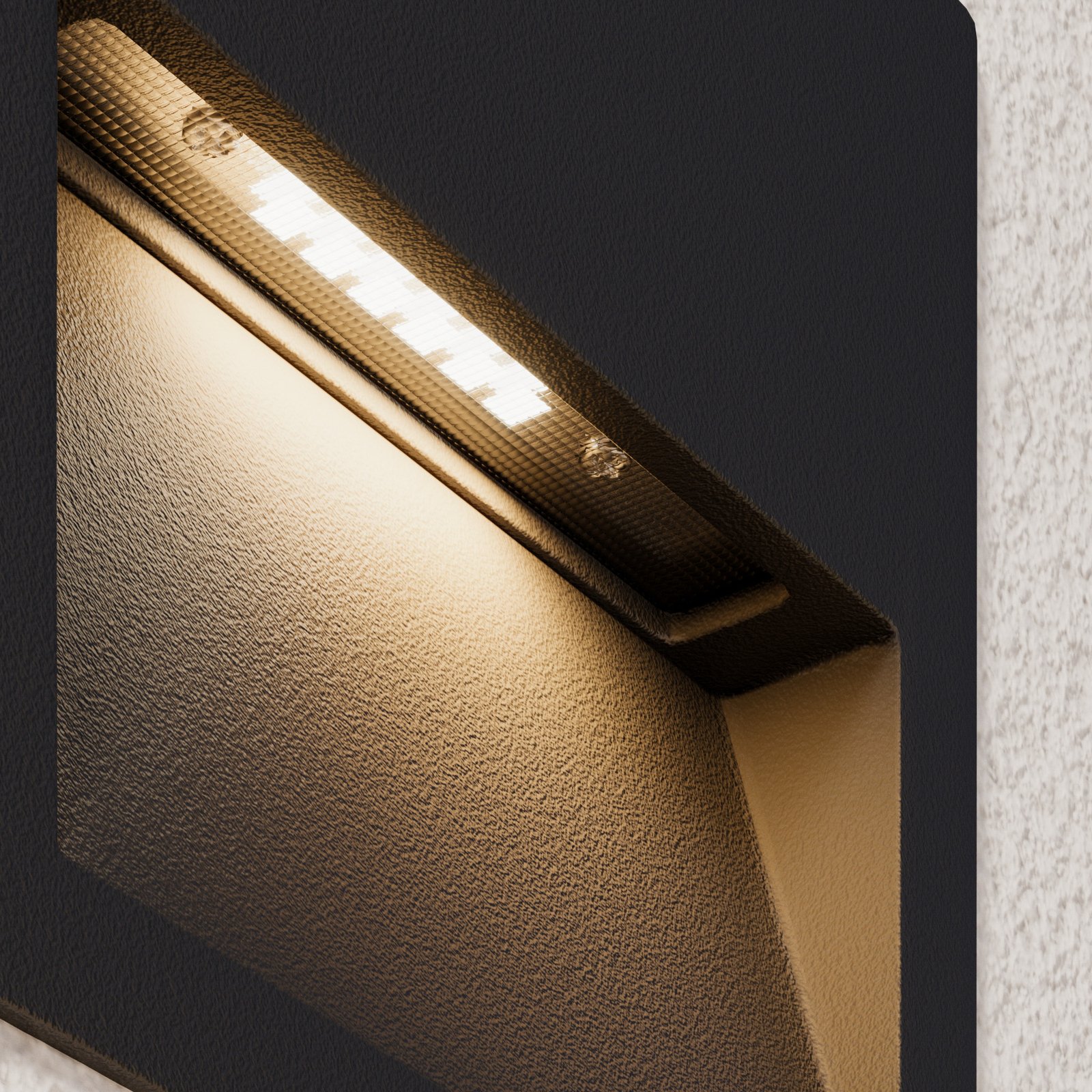 Lucande LED innfelt vegglampe Loya, 11,5x11,5 cm, grå, IP54