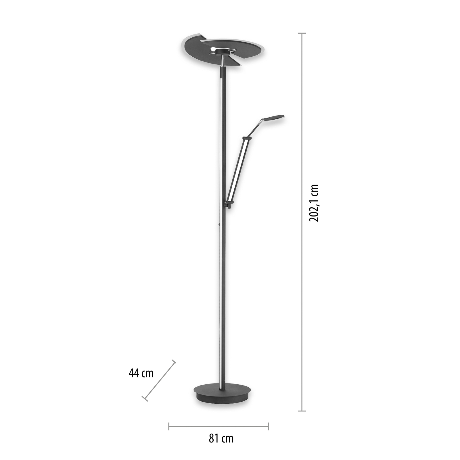 PURE Mutil LED põrandalamp, lugemislamp, antratsiit